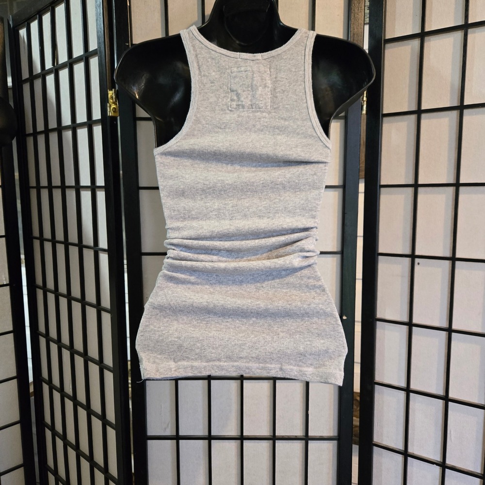 Hollister SoCal Stretch Ribbed Tank Top Gray Sequin Embellished Racerback Small - Picture 5 of 10
